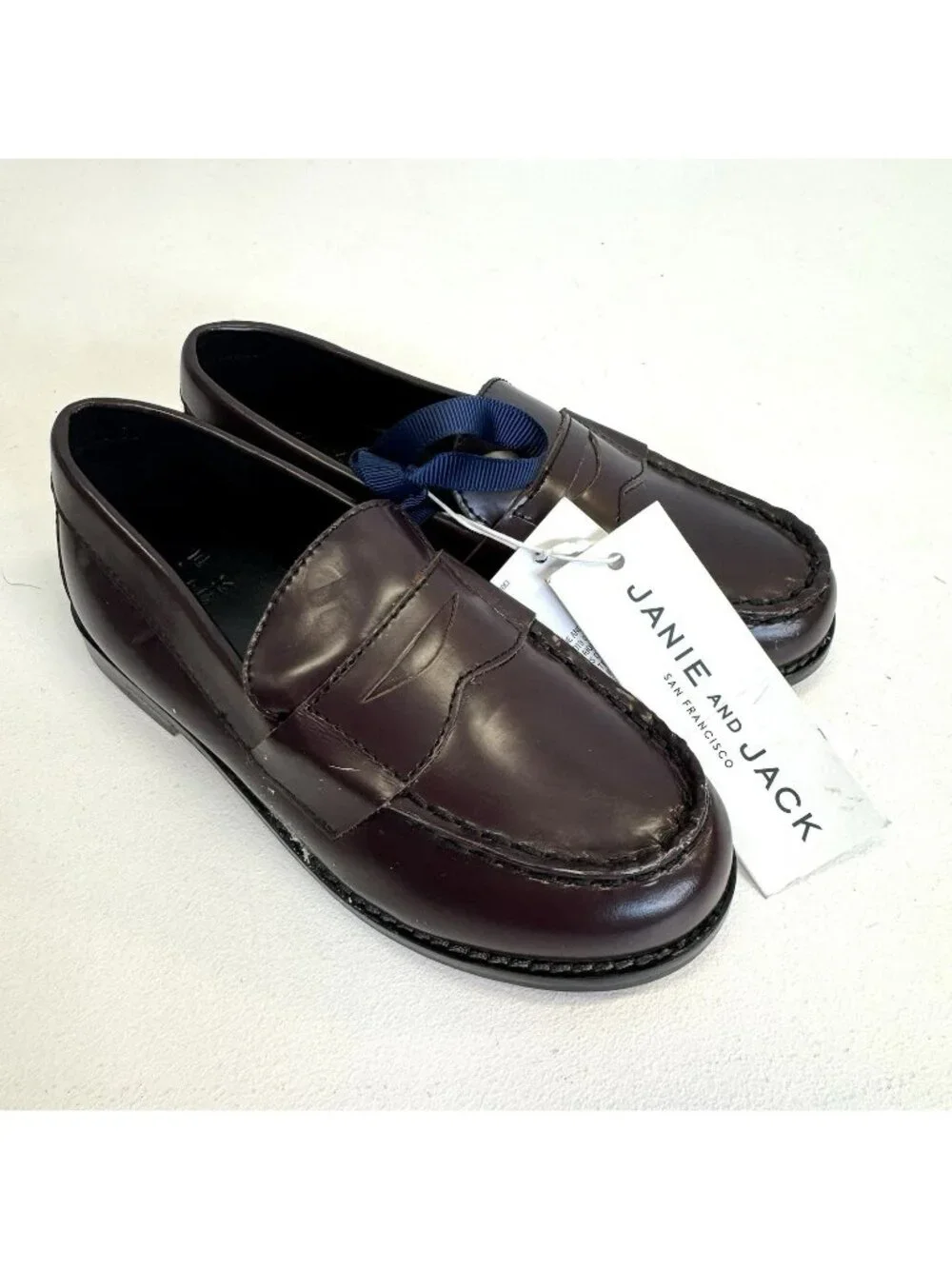 Janie and Jack Leather Penny Loafer Shoes Boys Toddler US Size 9 Brown NWT NEW